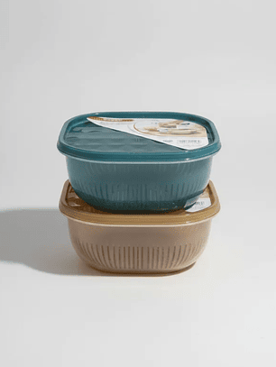 Contenedor escurridor doble con tapa 16.5cm x 7.8cm