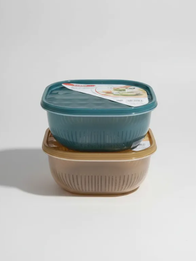 Contenedor escurridor doble con tapa 16.5cm x 7.8cm 2