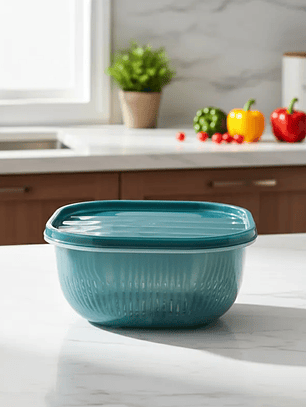 Contenedor escurridor doble con tapa 16.5cm x 7.8cm