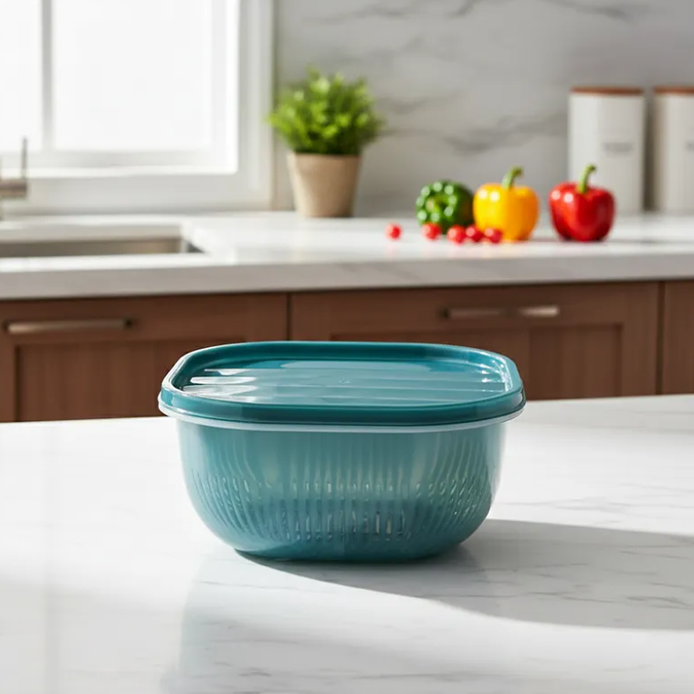 Contenedor escurridor doble con tapa 16.5cm x 7.8cm 1