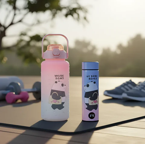 Botella De Agua 2000ml + Termo Digital 500ml