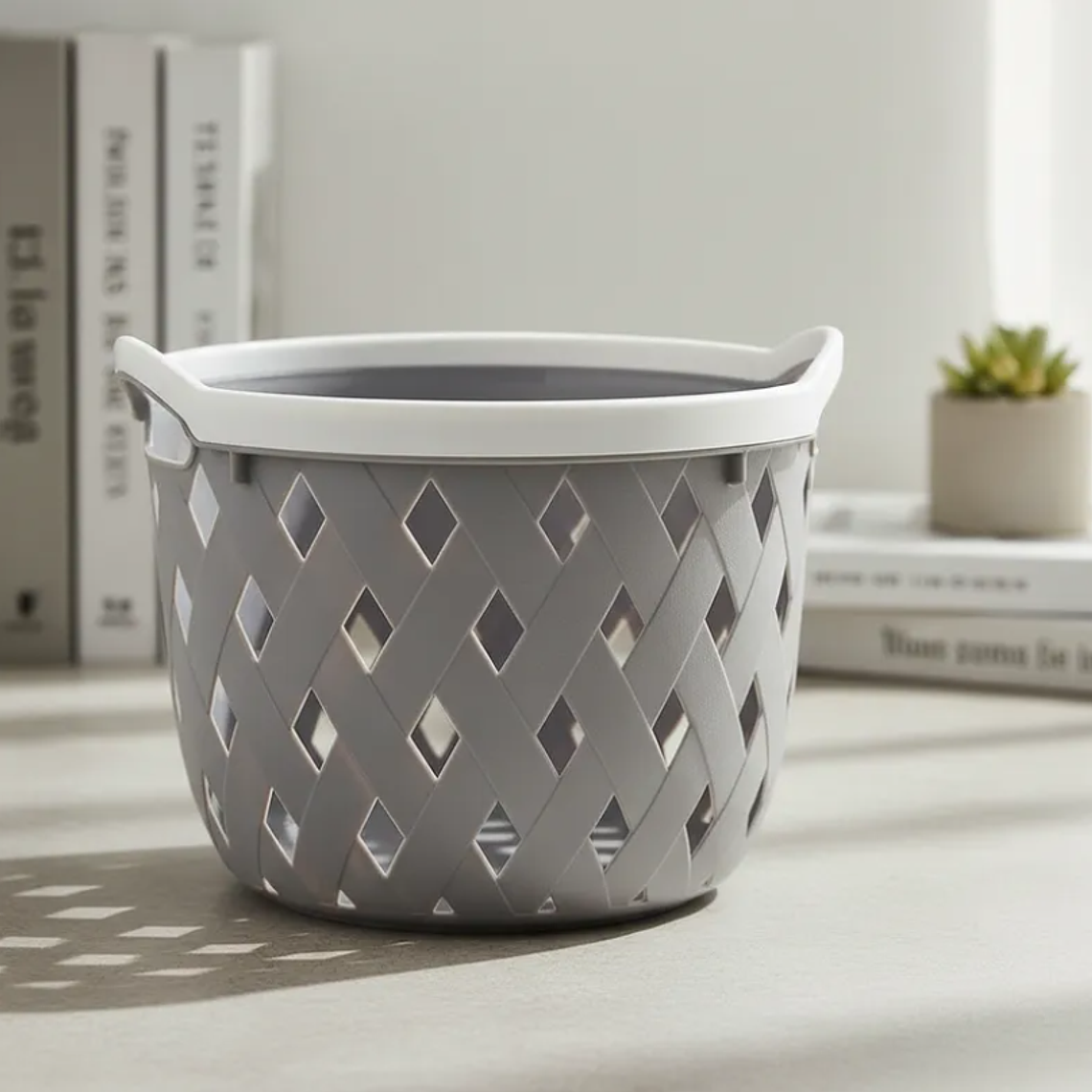 Canasto Cesto Organizador Plástico Redondo Tejido 19cm 1