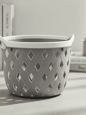 Canasto Cesto Organizador Plástico Redondo Tejido 19cm