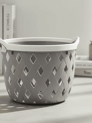 Canasto Cesto Organizador Plástico Redondo Tejido 19cm