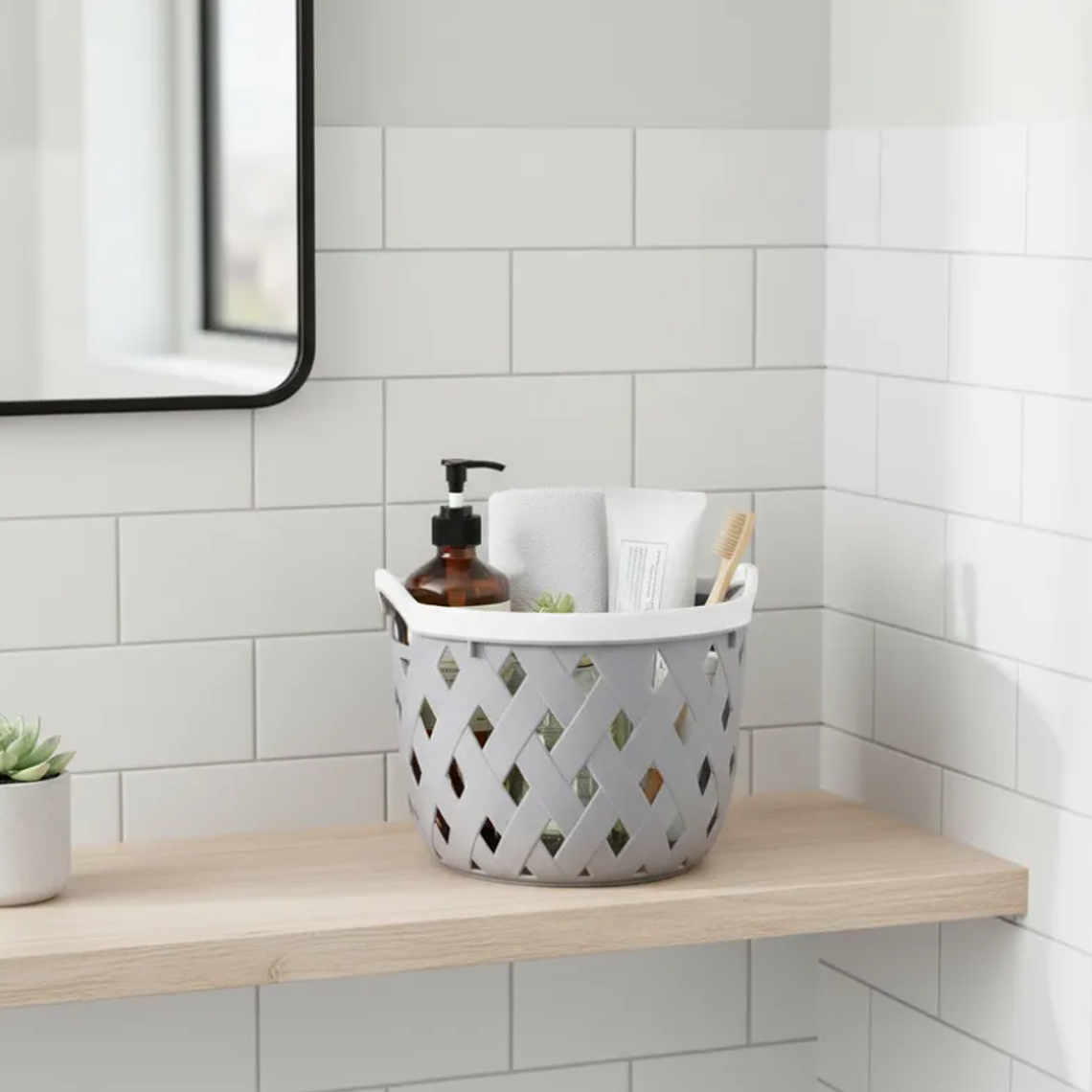 Canasto Cesto Organizador Plástico Redondo Tejido 19cm 5