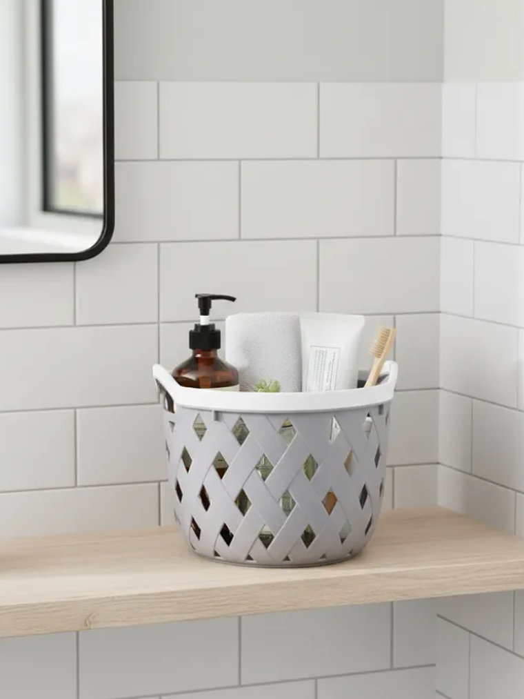 Canasto Cesto Organizador Plástico Redondo Tejido 19cm 5