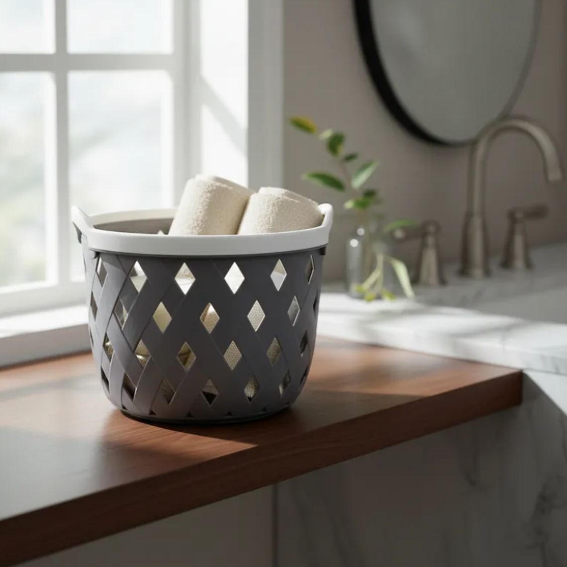 Canasto Cesto Organizador Plástico Redondo Tejido 19cm 2