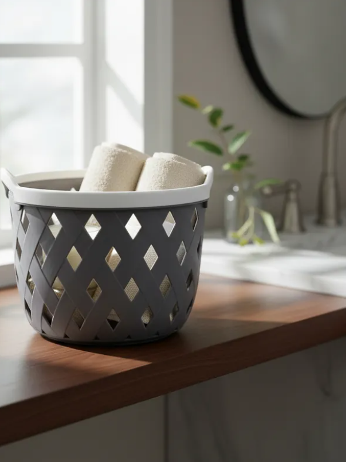 Canasto Cesto Organizador Plástico Redondo Tejido 19cm 2