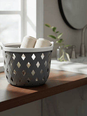 Canasto Cesto Organizador Plástico Redondo Tejido 19cm