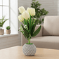 Flores Tulipanes Artificiales Con Macetero Decorativo 26cm - Miniatura 5