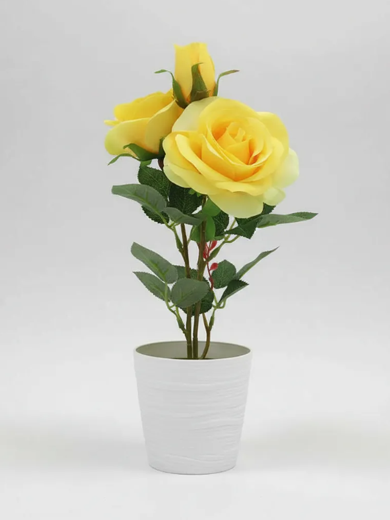 Rosa Artificial Decorativa Con Macetero 38cm 3