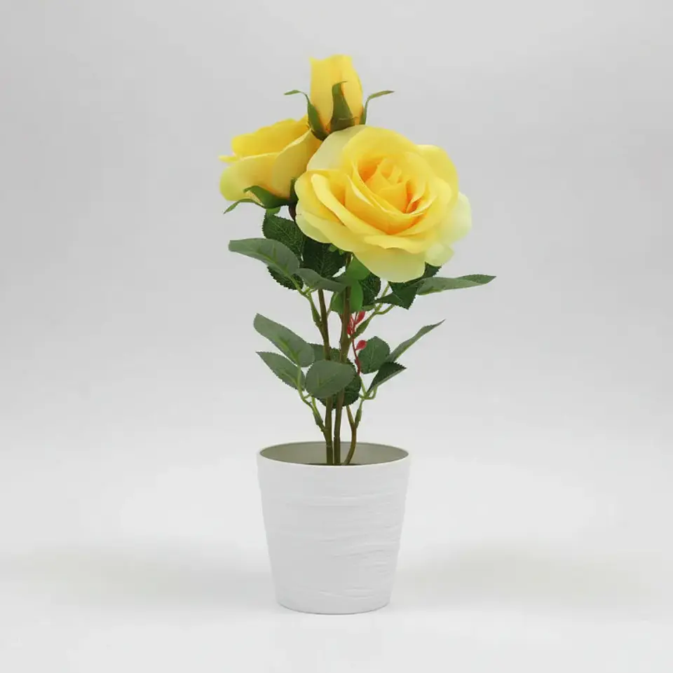 Rosa Artificial Decorativa Con Macetero 38cm 3
