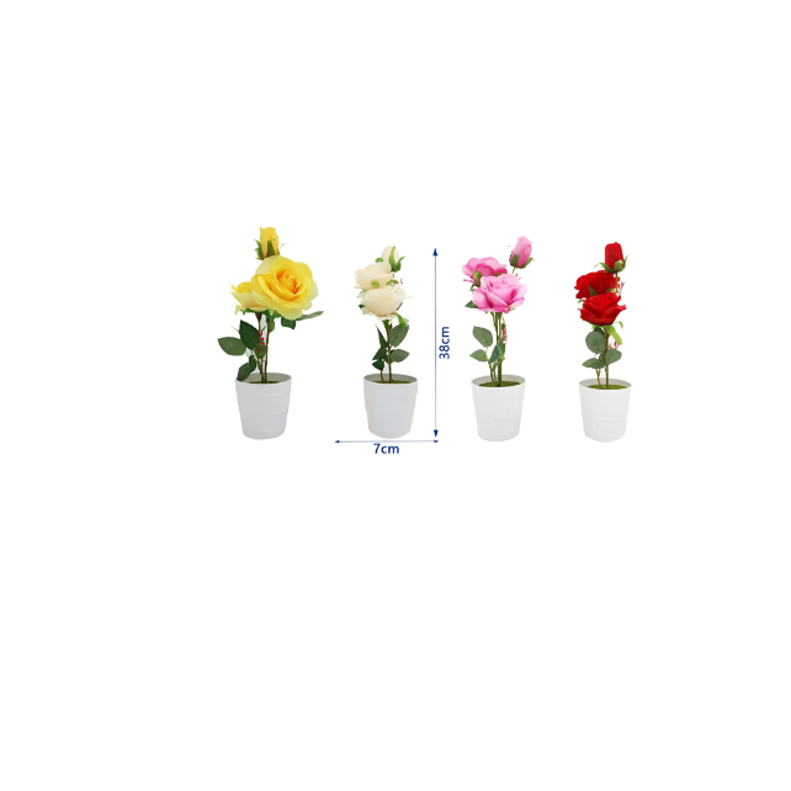 Rosa Artificial Decorativa Con Macetero 38cm 4