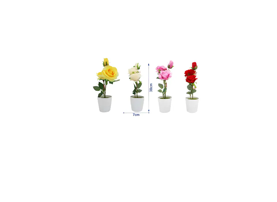 Rosa Artificial Decorativa Con Macetero 38cm 4