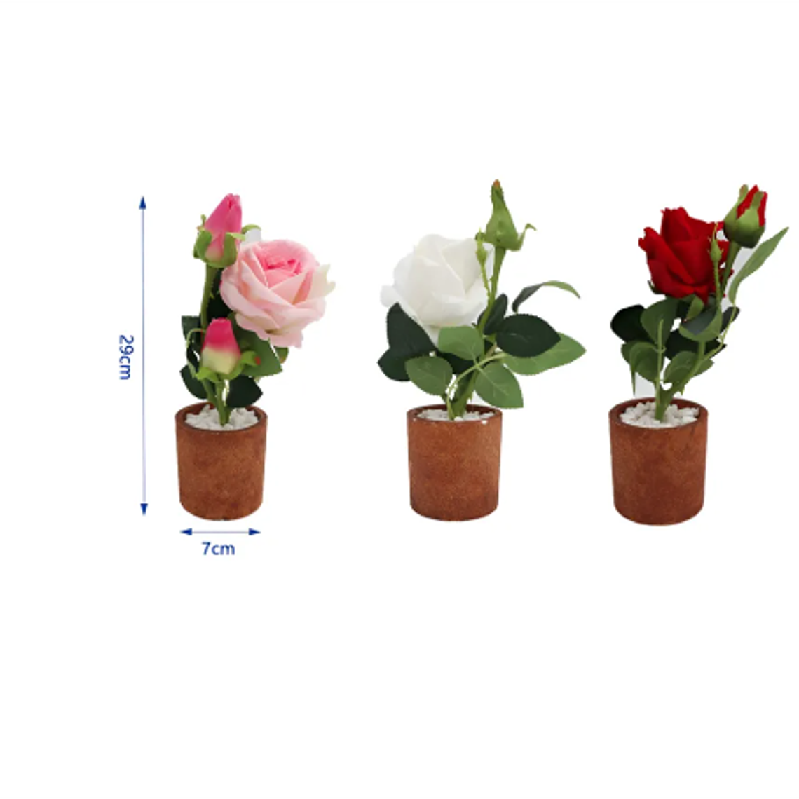 Rosa Artificial Decorativa con Macetero 29cm Varios Colores 3