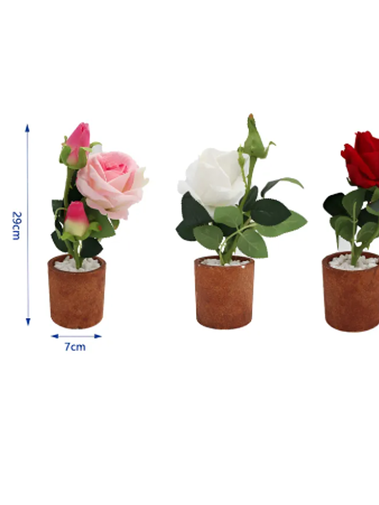 Rosa Artificial Decorativa con Macetero 29cm Varios Colores 3