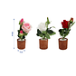 Rosa Artificial Decorativa con Macetero 29cm Varios Colores - Miniatura 3