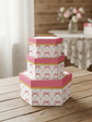 Set 3 Cajas De Regalo Hexagonales Rosadas Con Diseño De Lazo - Miniatura 5