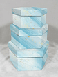 Set 3 Cajas De Regalo Hexagonales Rígidas Diseño Mármol Azul - Miniatura 3