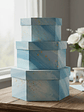 Set 3 Cajas De Regalo Hexagonales Rígidas Diseño Mármol Azul - Miniatura 1