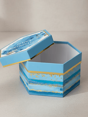 Set 3 Cajas Hexagonales Regalo Cumpleaños Azul