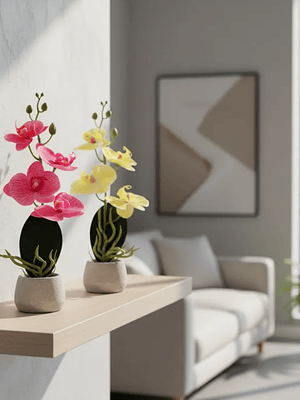 Orquídea Artificial Decorativa Con Macetero  30cm