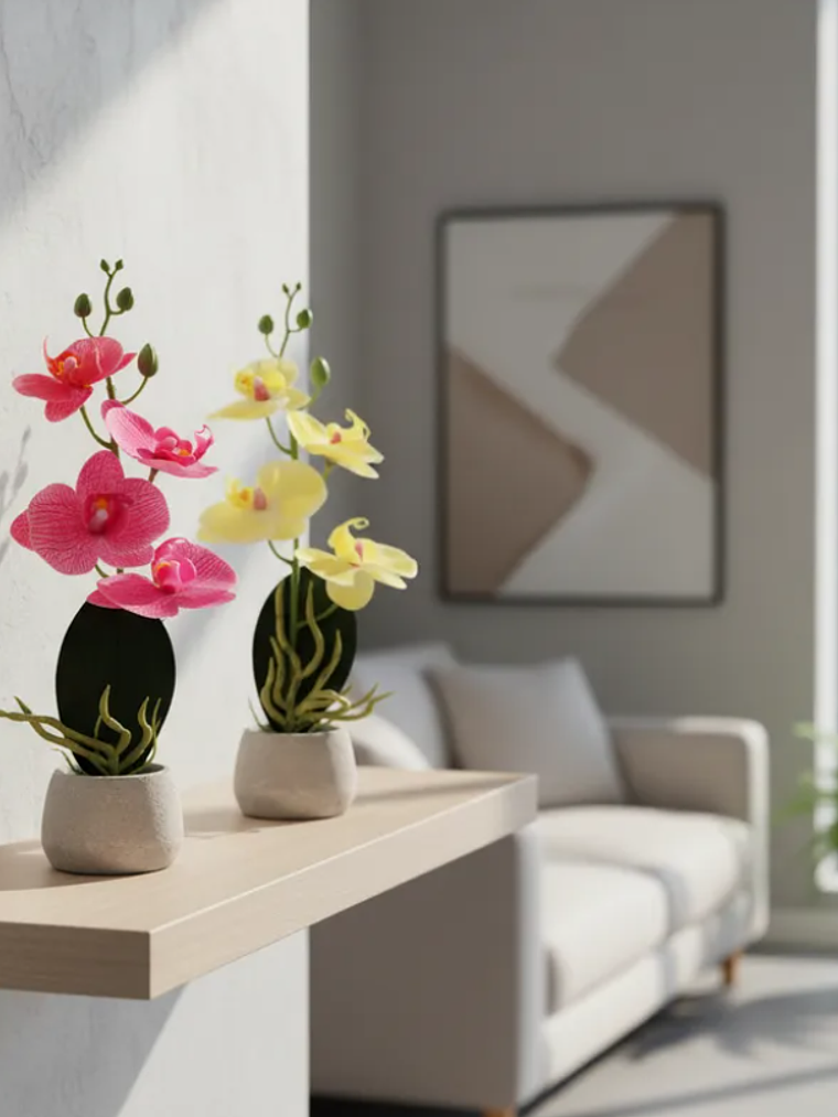 Orquídea Artificial Decorativa Con Macetero  30cm 2