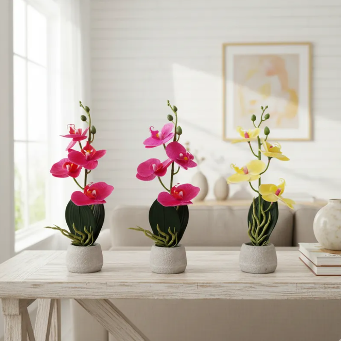 Orquídea Artificial Decorativa Con Macetero  30cm 1