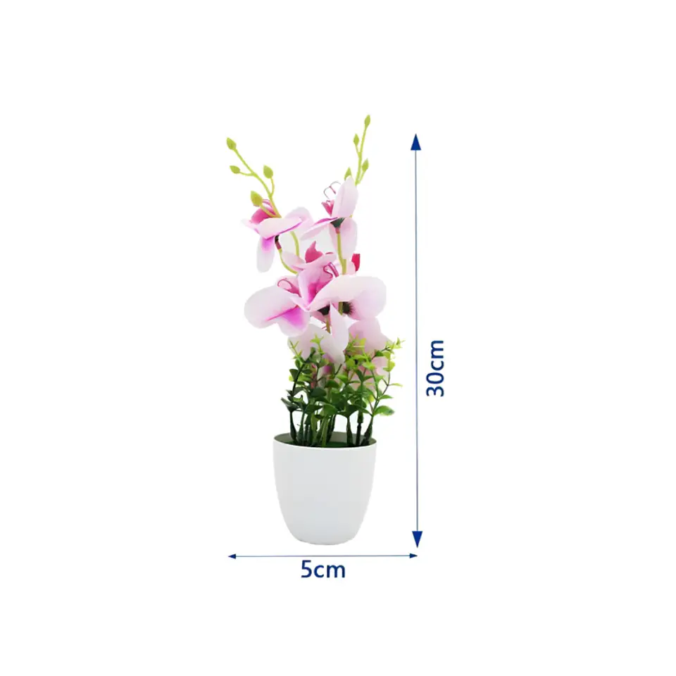 Planta Orquídea Artificial Decorativa Con Macetero Blanco 5