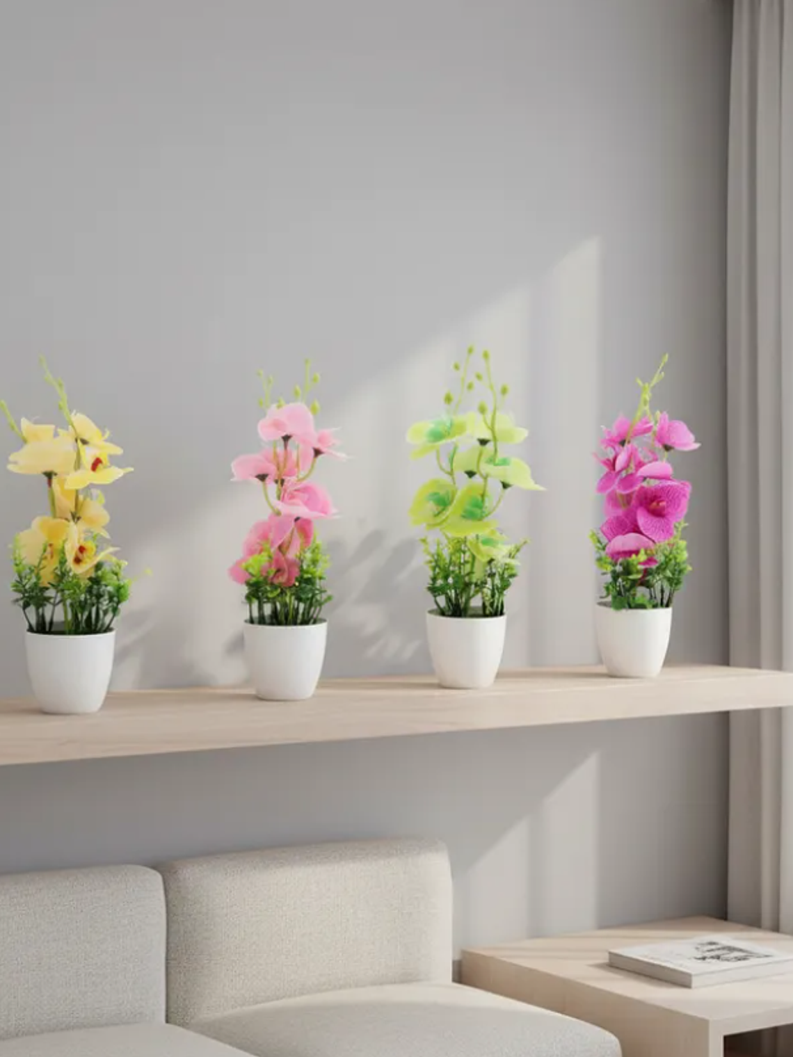 Planta Orquídea Artificial Decorativa Con Macetero Blanco 2