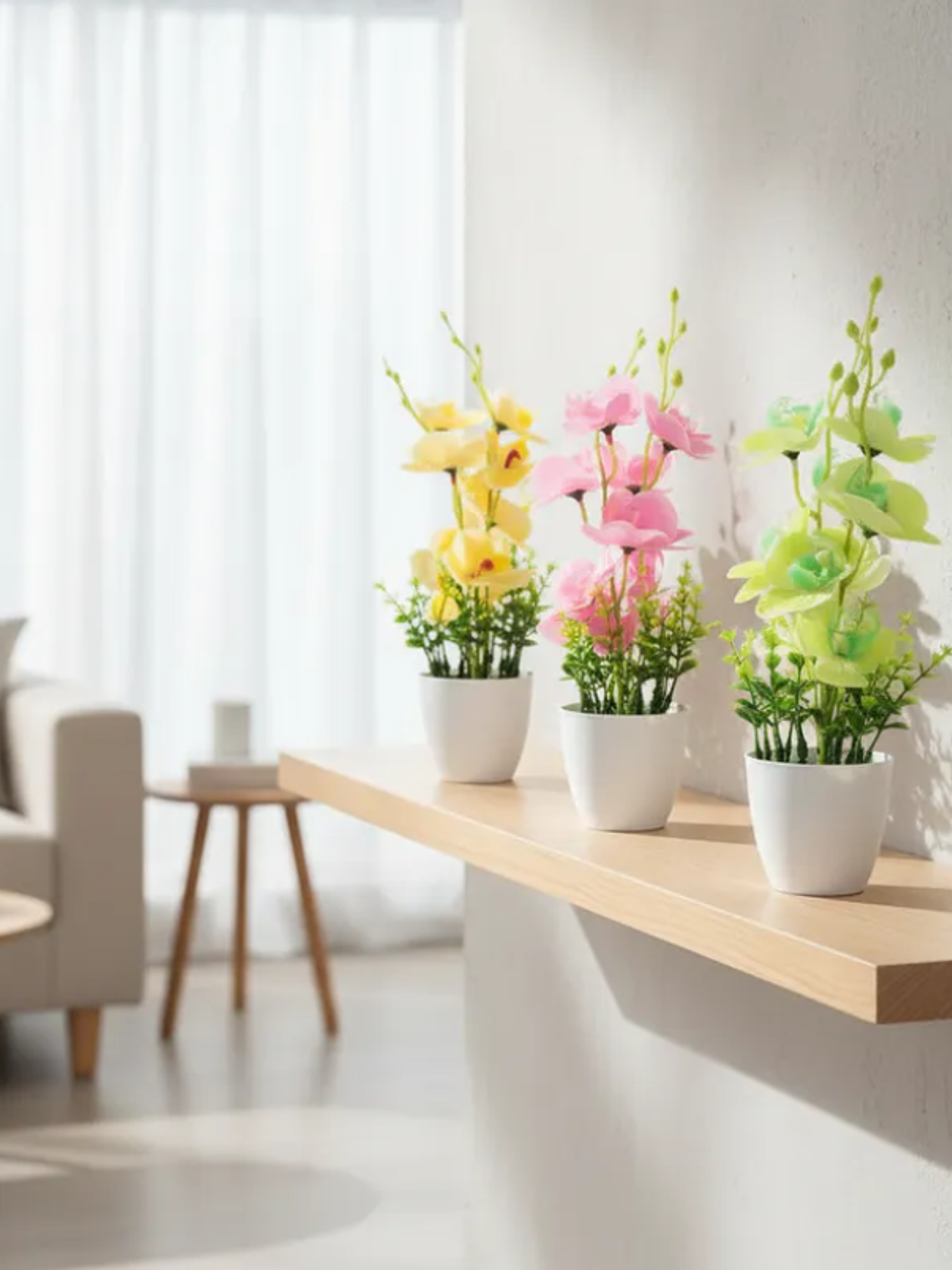 Planta Orquídea Artificial Decorativa Con Macetero Blanco 1