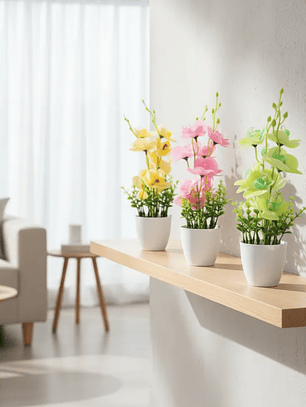 Planta Orquídea Artificial Decorativa Con Macetero Blanco