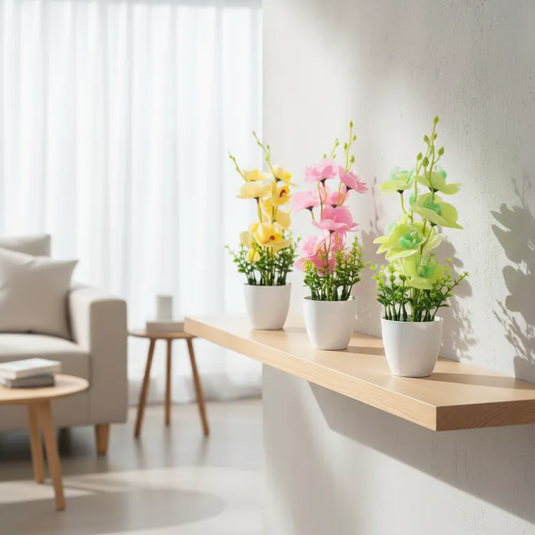 Planta Orquídea Artificial Decorativa Con Macetero Blanco 1