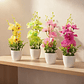 Planta Orquídea Artificial Decorativa Con Macetero Blanco - Miniatura 3