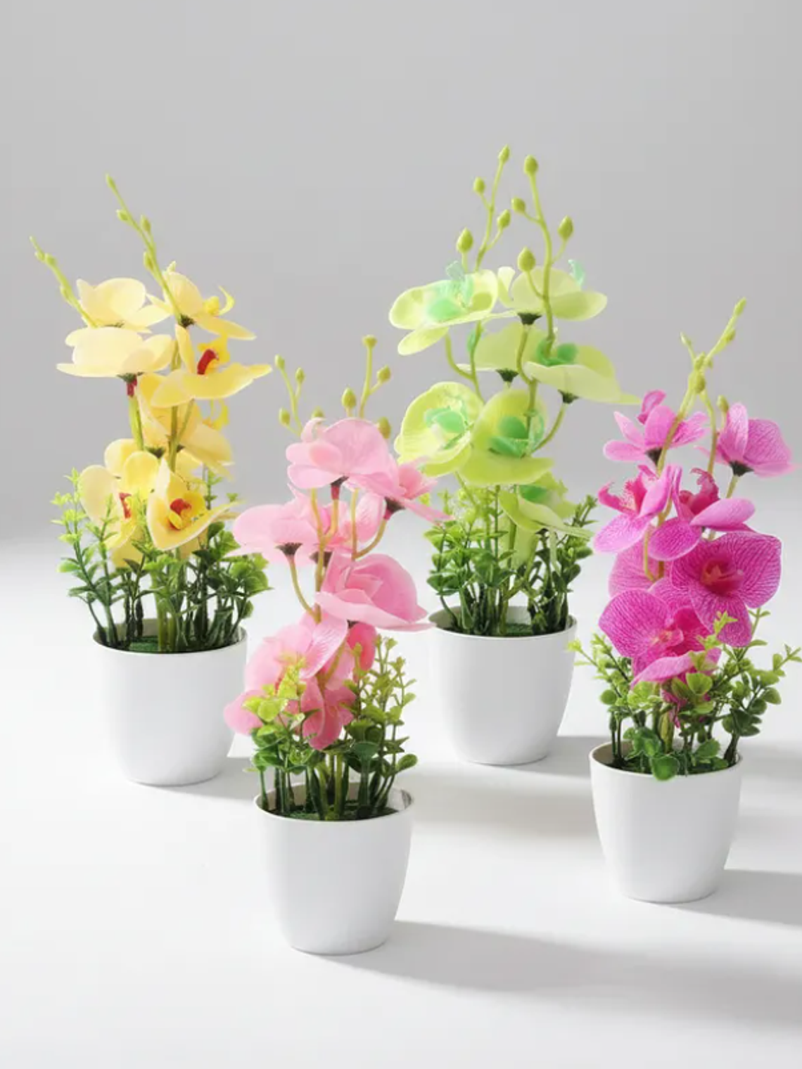 Planta Orquídea Artificial Decorativa Con Macetero Blanco 6