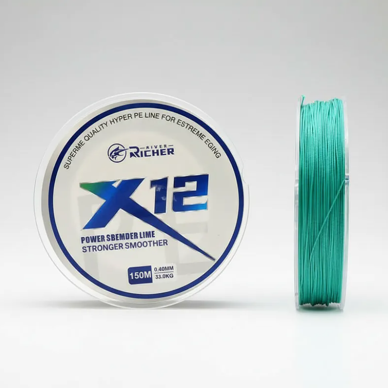 Línea De Pesca Trenzada X12 12 Hebras 150m 0.40mm 33kg 3