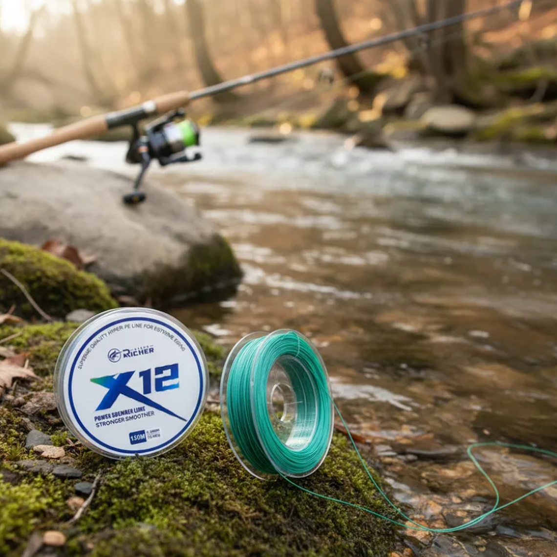 Línea De Pesca Trenzada X12 12 Hebras 150m 0.40mm 33kg 1