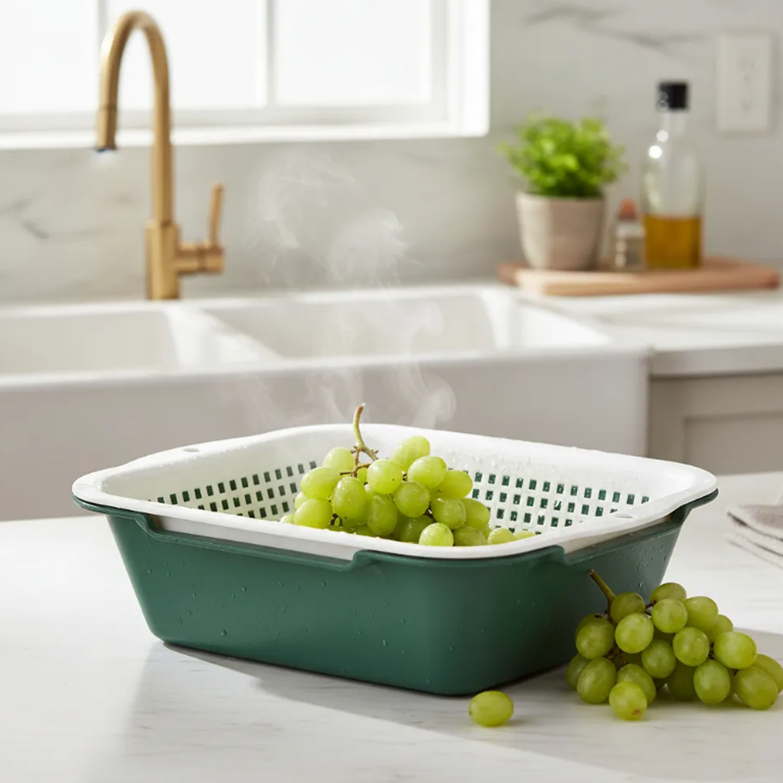 Canasto Colador Escurridor De Frutas Y Verduras Plástico 35cm 4