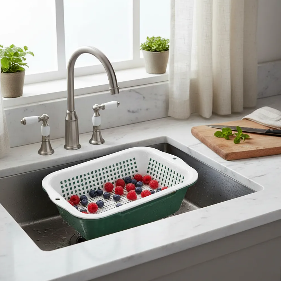 Canasto Colador Escurridor De Frutas Y Verduras Plástico 35cm 6