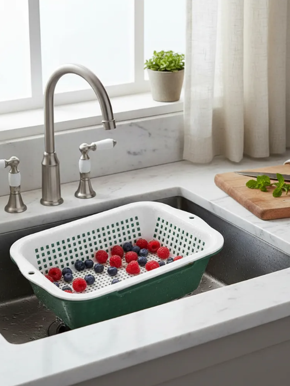 Canasto Colador Escurridor De Frutas Y Verduras Plástico 35cm 6