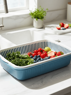 Colador Rectangular Doble Capa para Frutas y Verduras