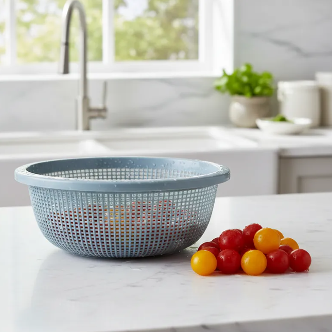 Colador Escurridor Plástico Redondo 20cm Para Cocina Verduras 1