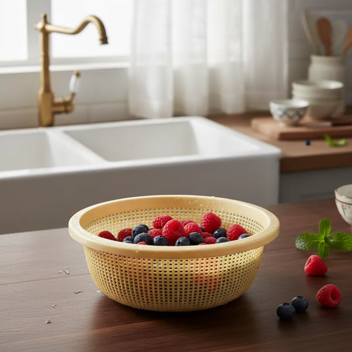 Colador Escurridor Plástico Redondo 20cm Para Cocina Verduras 2