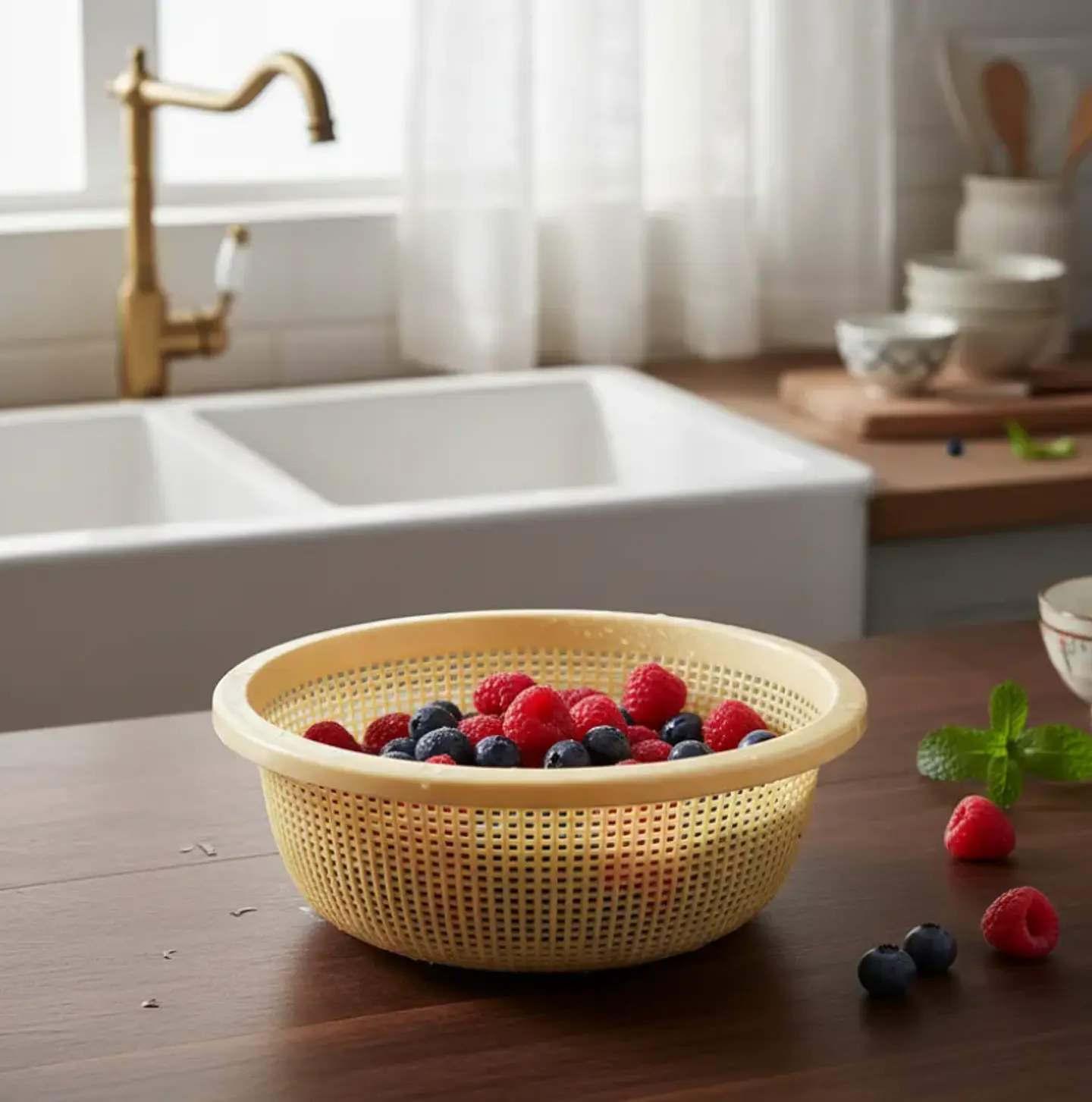 Colador Escurridor Plástico Redondo 20cm Para Cocina Verduras 2