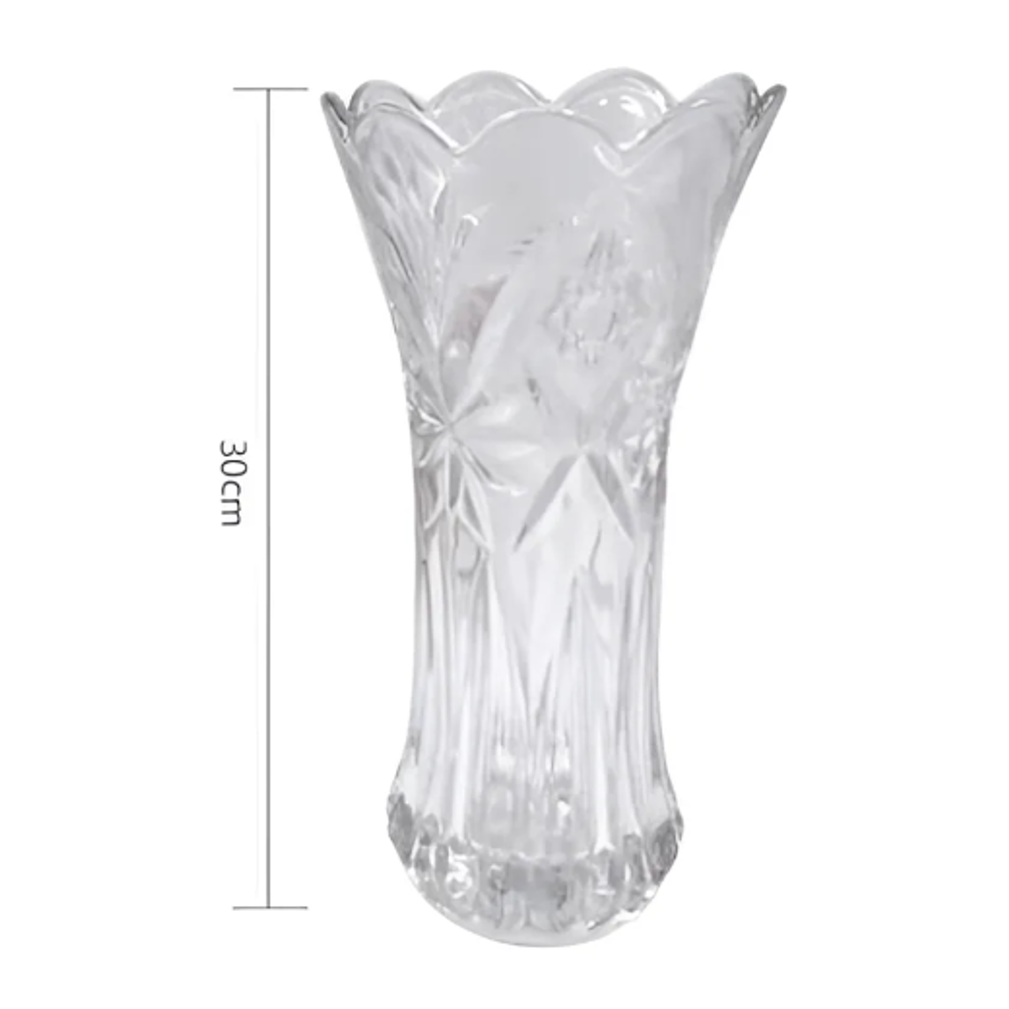 Florero De Vidrio Cristal Tallado Decorativo 30cm Alto 2