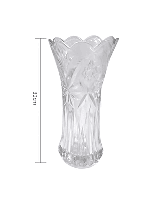 Florero De Vidrio Cristal Tallado Decorativo 30cm Alto