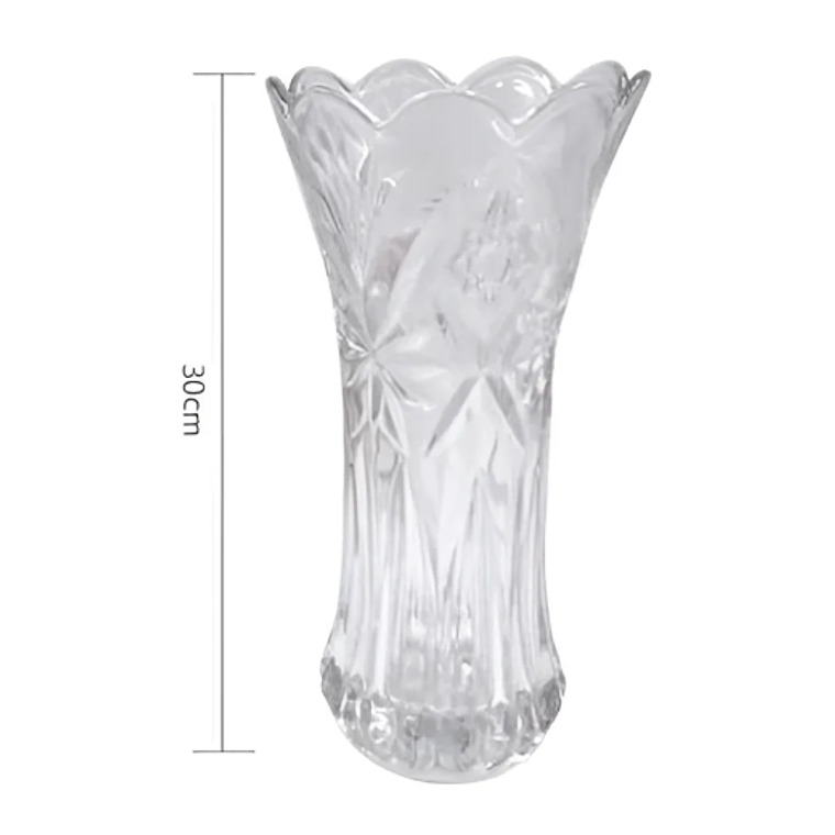 Florero De Vidrio Cristal Tallado Decorativo 30cm Alto 2