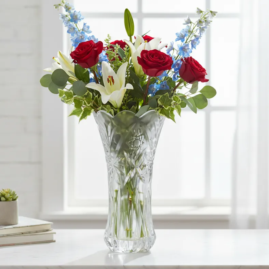 Florero De Vidrio Cristal Tallado Decorativo 30cm Alto 1