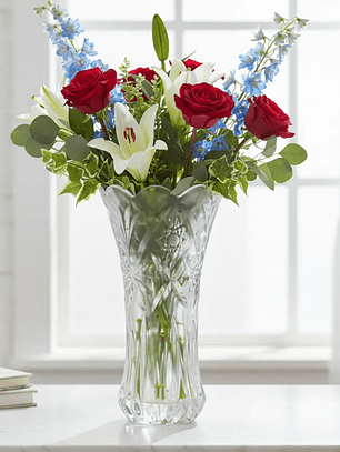 Florero De Vidrio Cristal Tallado Decorativo 30cm Alto