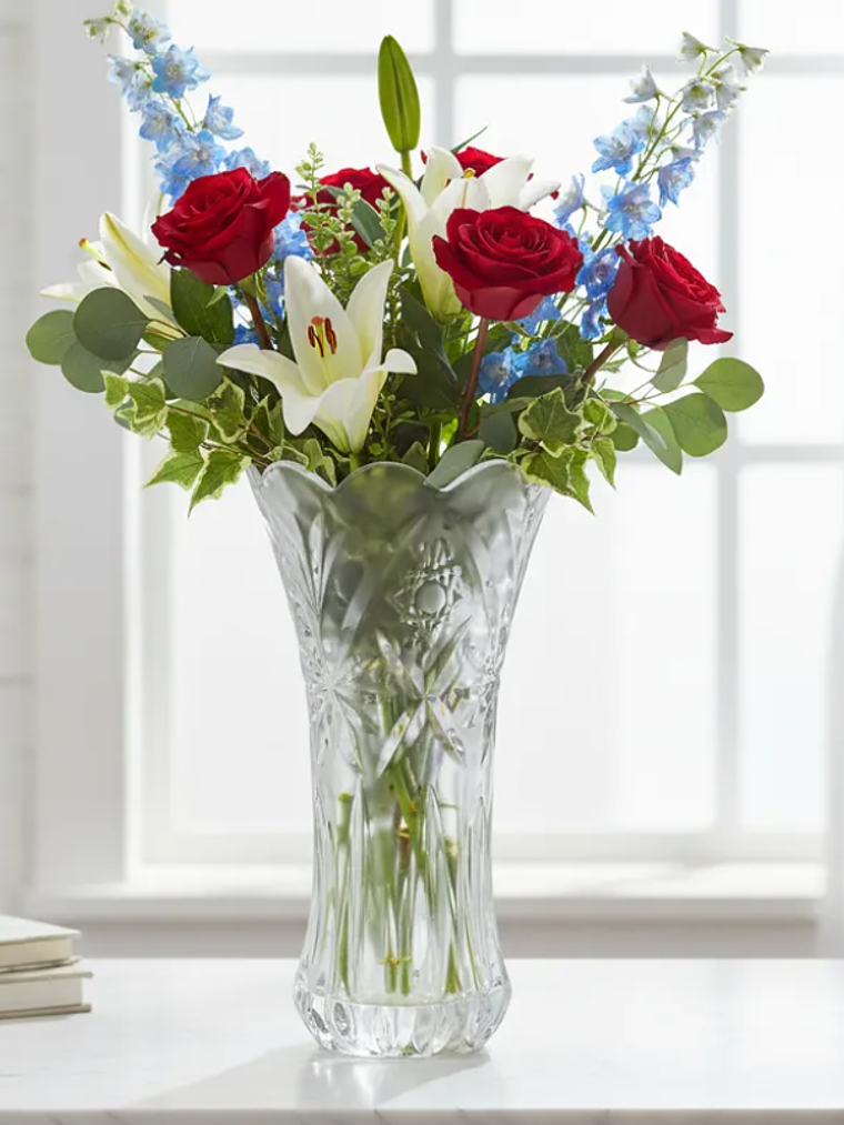 Florero De Vidrio Cristal Tallado Decorativo 30cm Alto 1